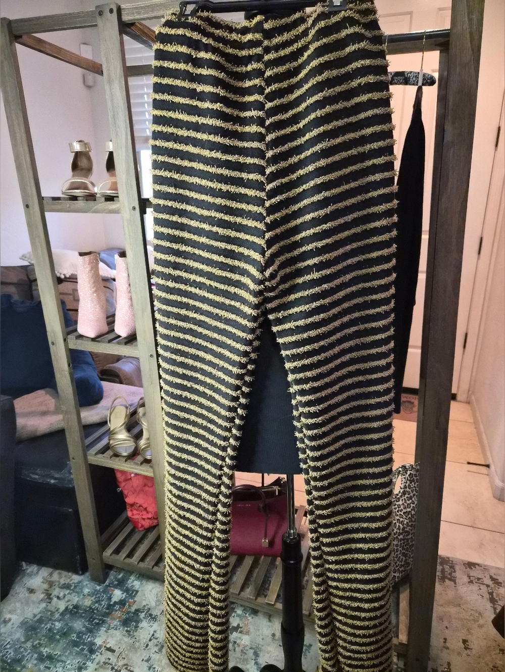 Furry Brown & Black Striped High-Waist Flare Leggings - Picture 5 of 12